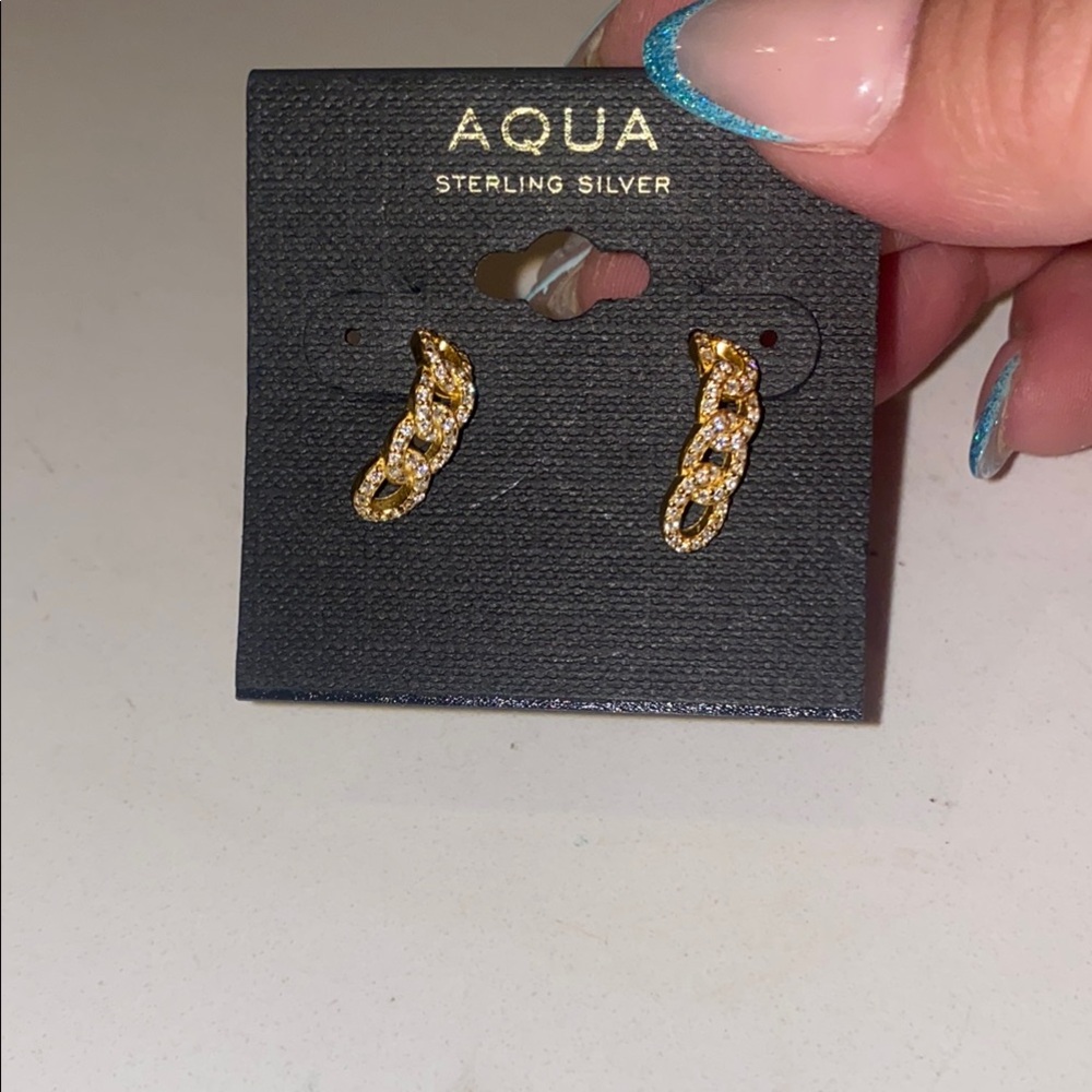 Aqua Gold And Silver Earrings